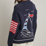Navy Sails Up Cardigan - The Nines