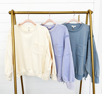 Easel Mineral Terry Pocket Pullovers - 3 Colors!