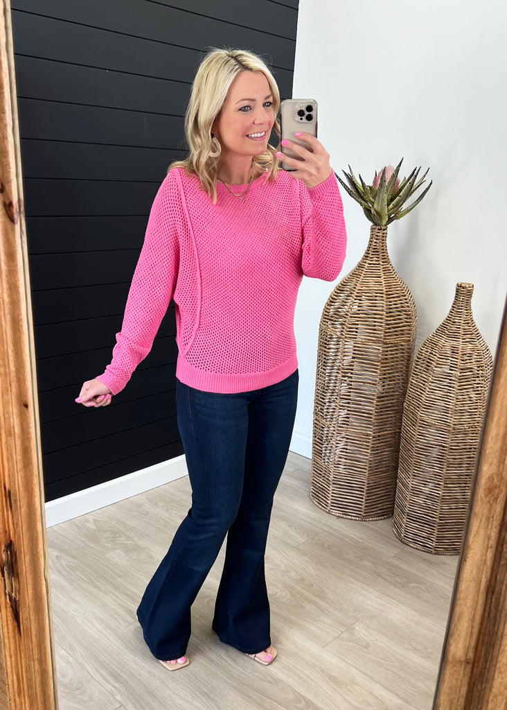 Pink Open Knit Top