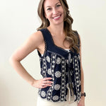 Navy Embroidered Tie Tank - The Nines