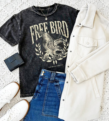 Free Bird Mineral Black Tee