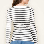 Black Striped Textured Long Sleeve Top - The Nines