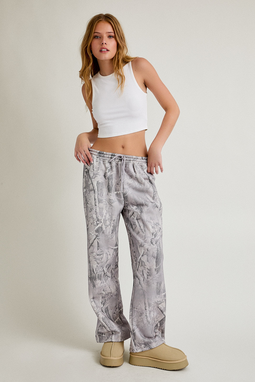 Gray Tree Print Pants - The Nines