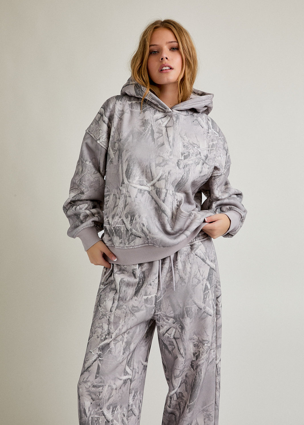 Gray Tree Print Hoodie - The Nines