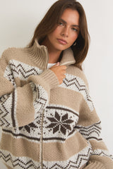 Chalet All Day Snowflake Zip Up Sweater Cardigan