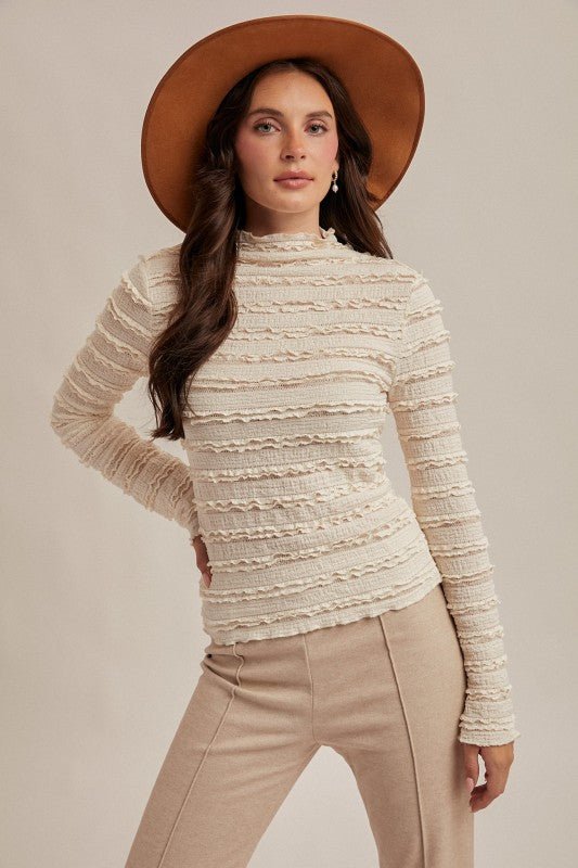 Ivory Mock Ruffled Lace Top - FINAL SALE! - The Nines