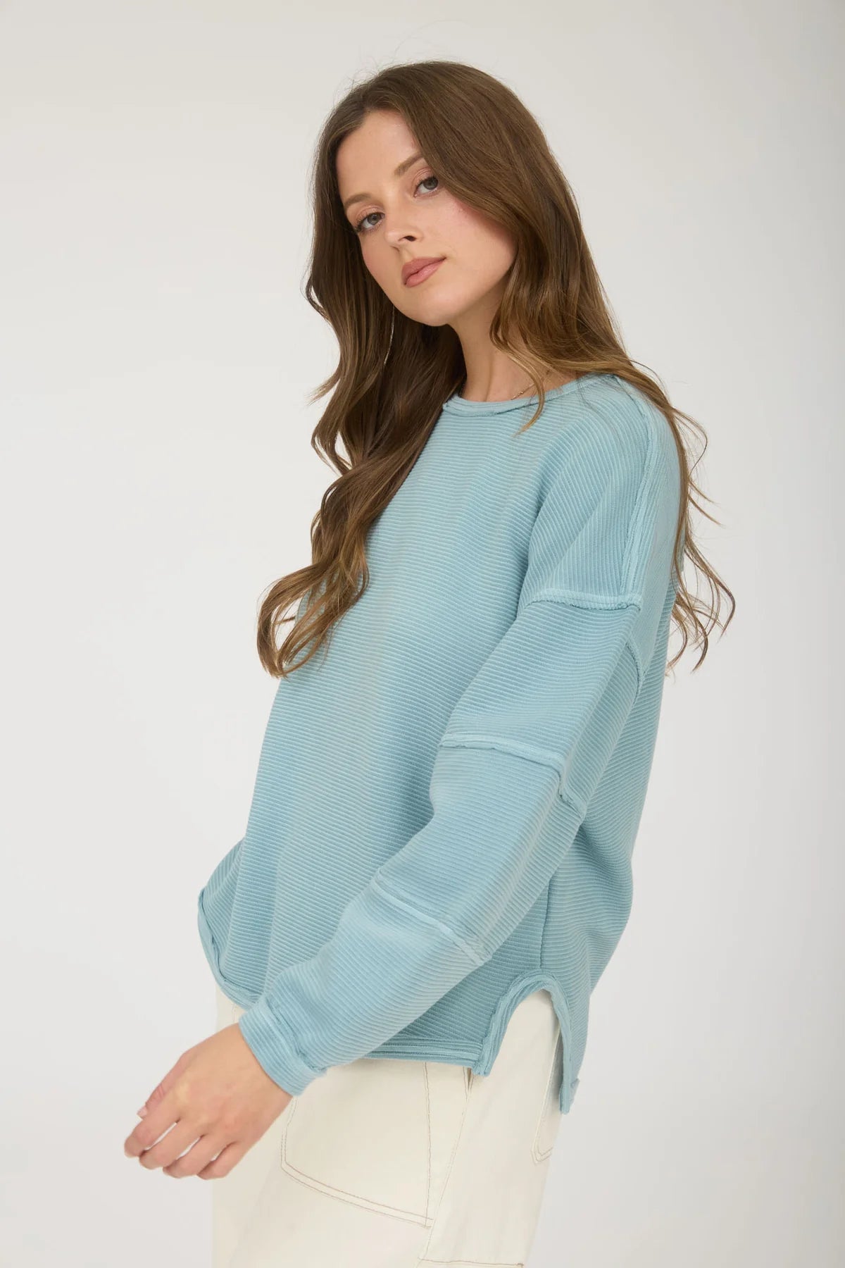 Exposed Seam Long Sleeve Tops - 3 Colors! - The Nines