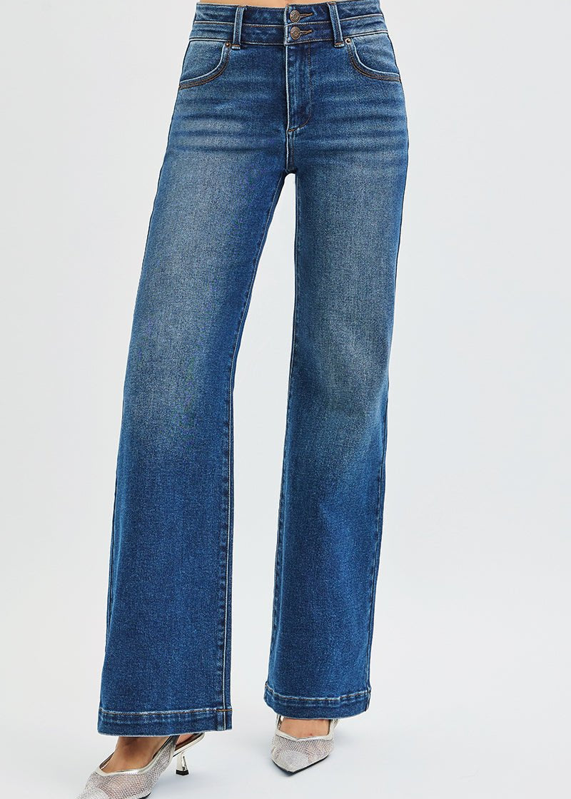 J21 Eleven By Risen High Rise Wide Leg Jean with Double Waistband - The Nines