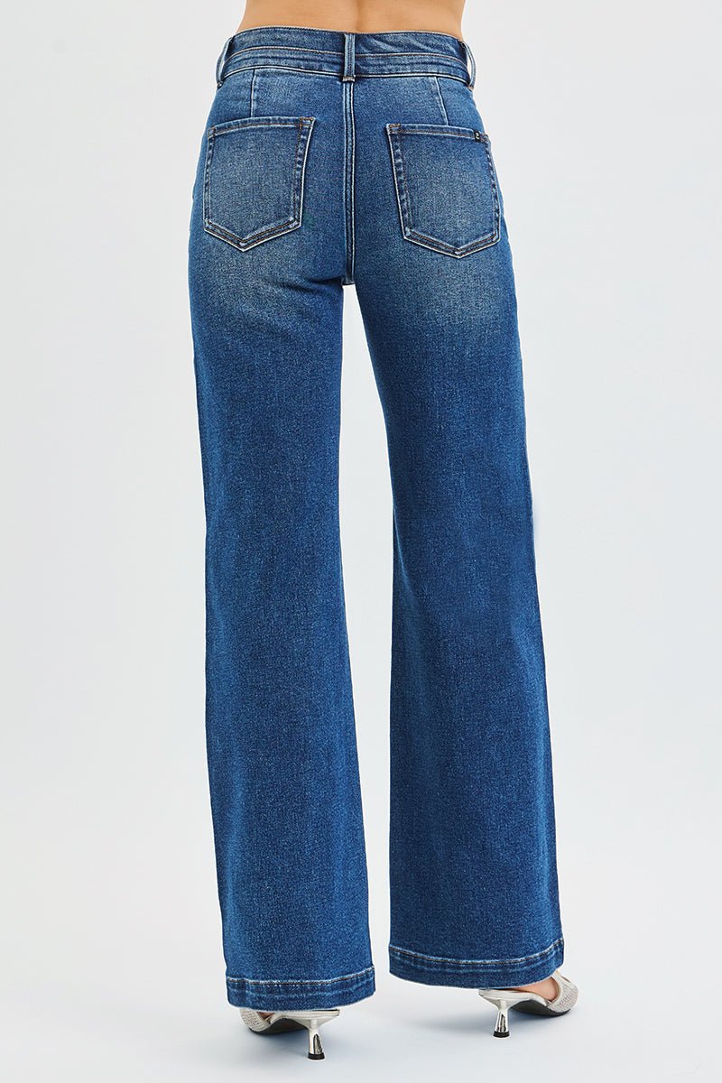 J21 Eleven By Risen High Rise Wide Leg Jean with Double Waistband - The Nines
