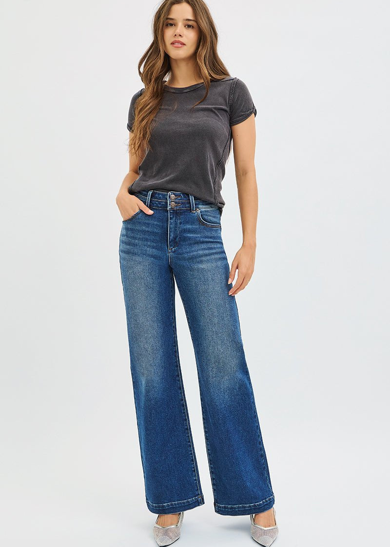 J21 Eleven By Risen High Rise Wide Leg Jean with Double Waistband - The Nines