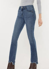 Kan Can Mid Rise Medium Wash Baby Bootcut Slit Jeans