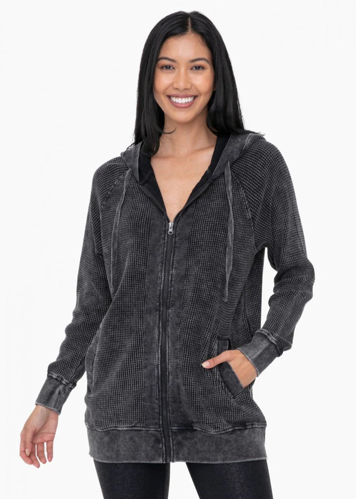 Mono B Mineral Washed Waffle Relaxed Hoodies - The Nines