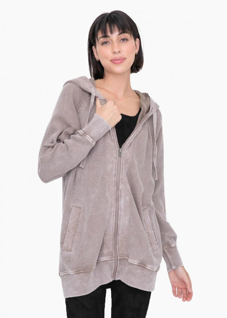 Mono B Mineral Washed Waffle Relaxed Hoodies - The Nines