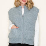 Light Jade Sweater Zip Vest - The Nines