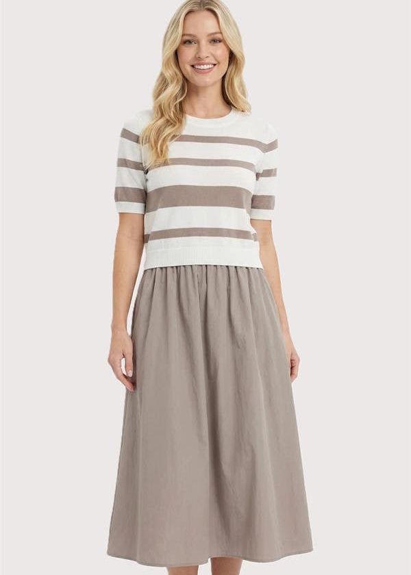 Light Mocha Layered Midi Dress - The Nines