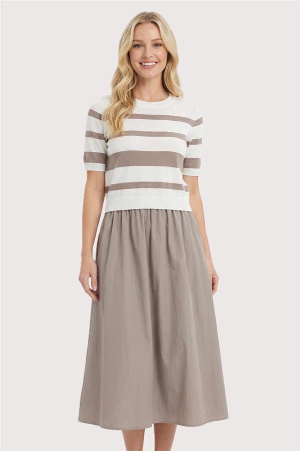 Light Mocha Layered Midi Dress - The Nines