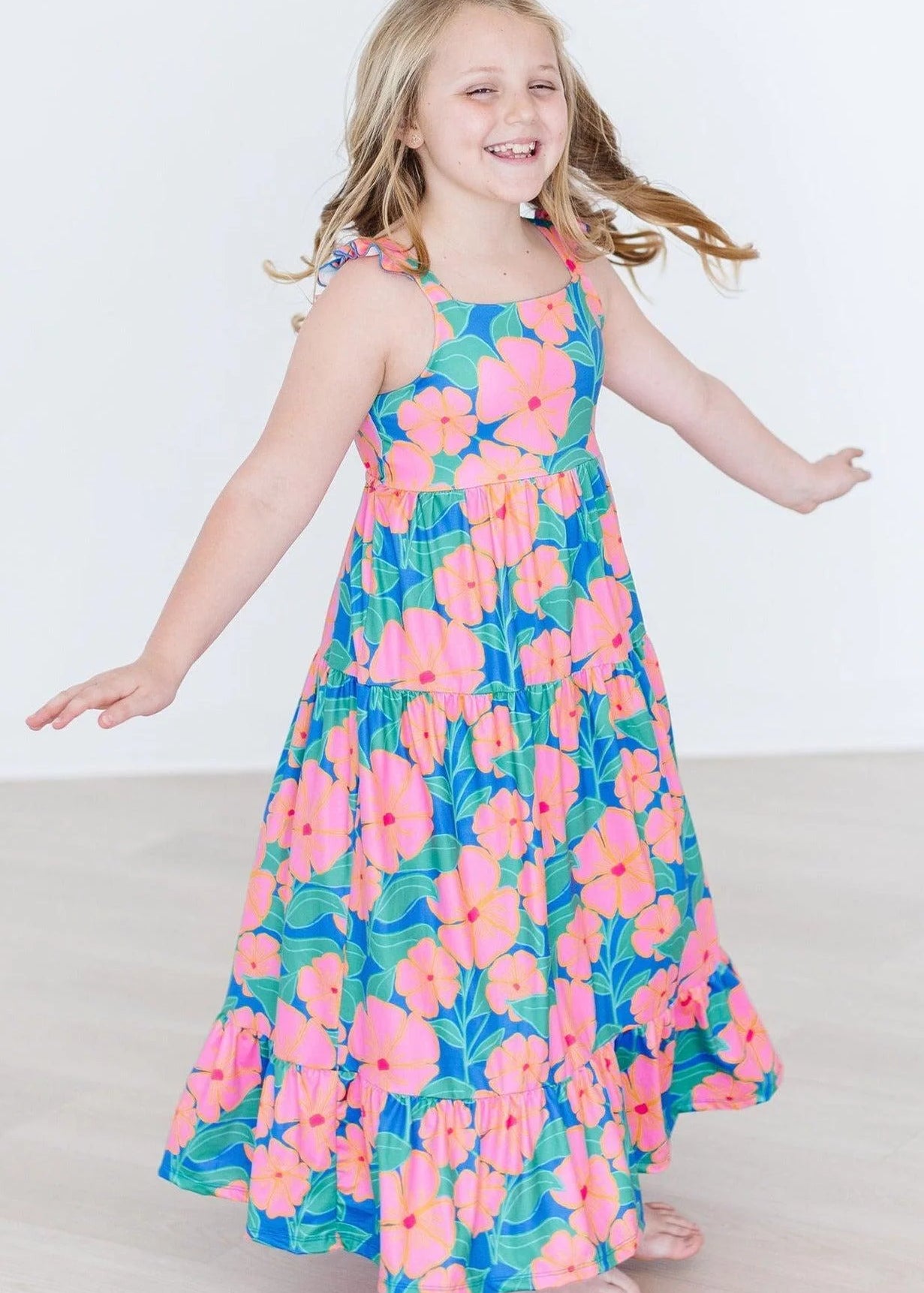 Luau Floral Ruffle Maxi Buttery Soft Dress - The Nines