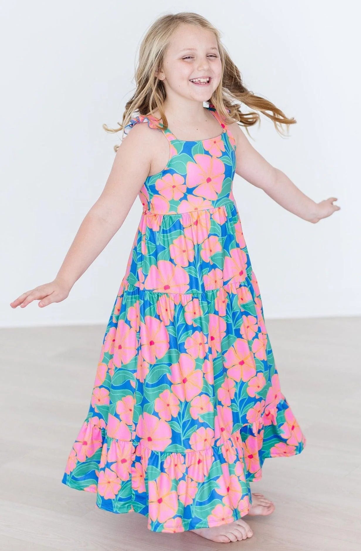 Luau Floral Ruffle Maxi Buttery Soft Dress - The Nines