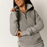 Ampersand Charcoal Quilted Half Zip - The Nines