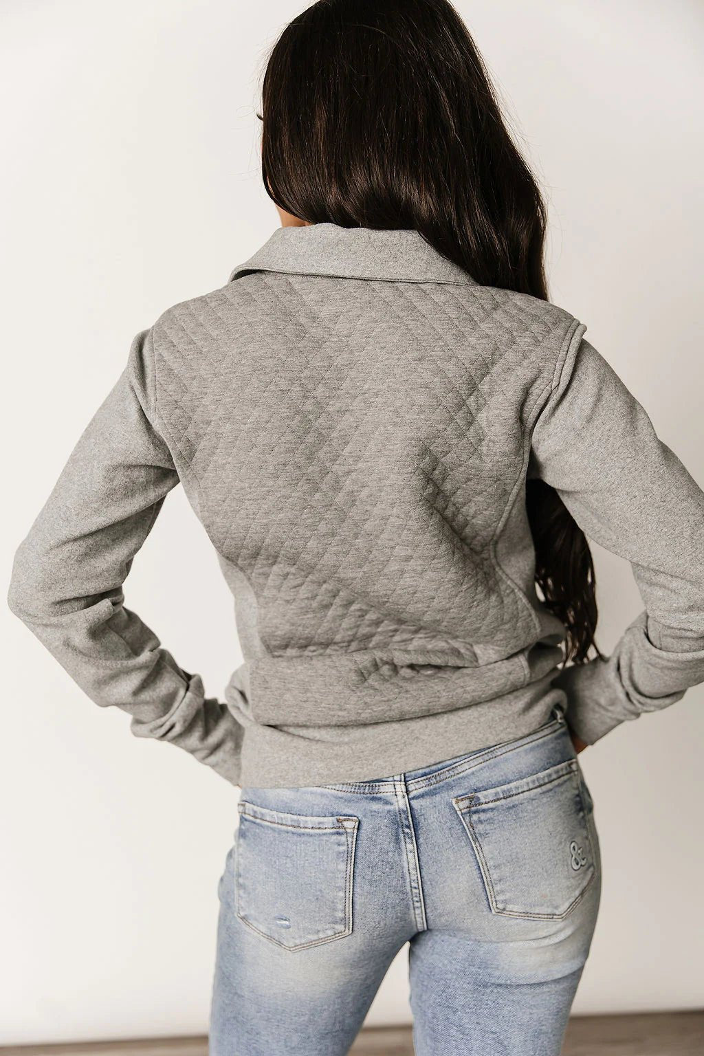 Ampersand Charcoal Quilted Half Zip - The Nines