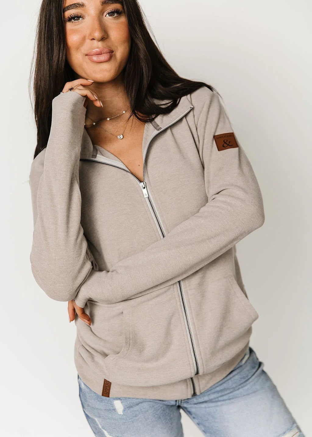 Ampersand Performance Fleece Full Zip - Silver Sands - The Nines
