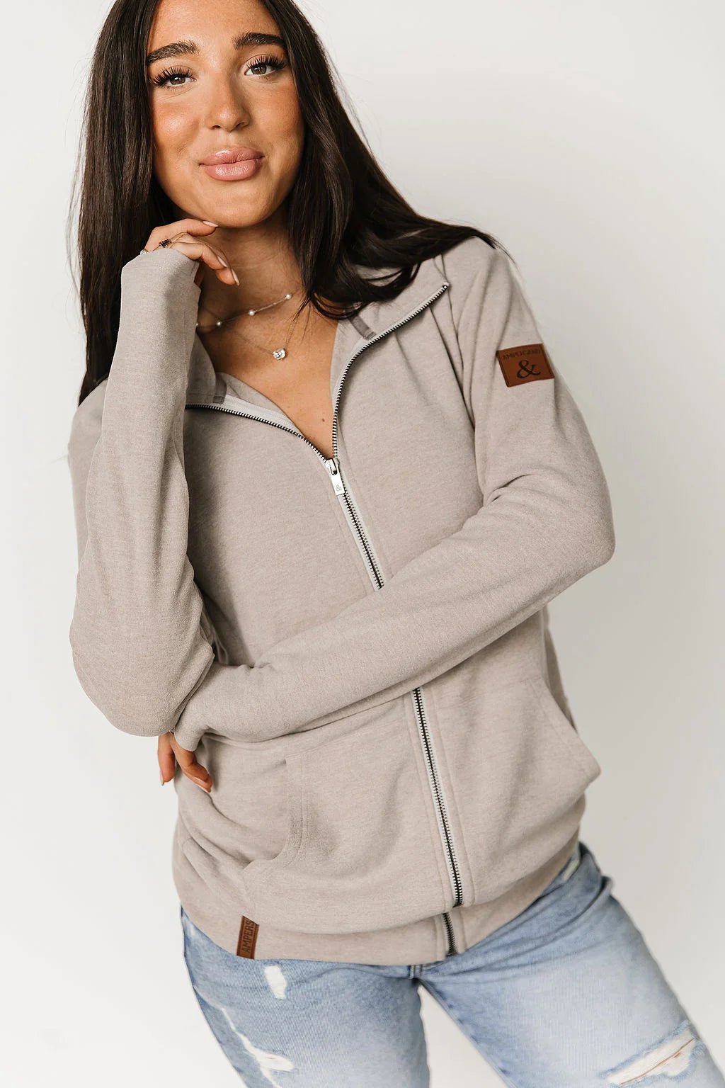 Ampersand Performance Fleece Full Zip - Silver Sands - The Nines
