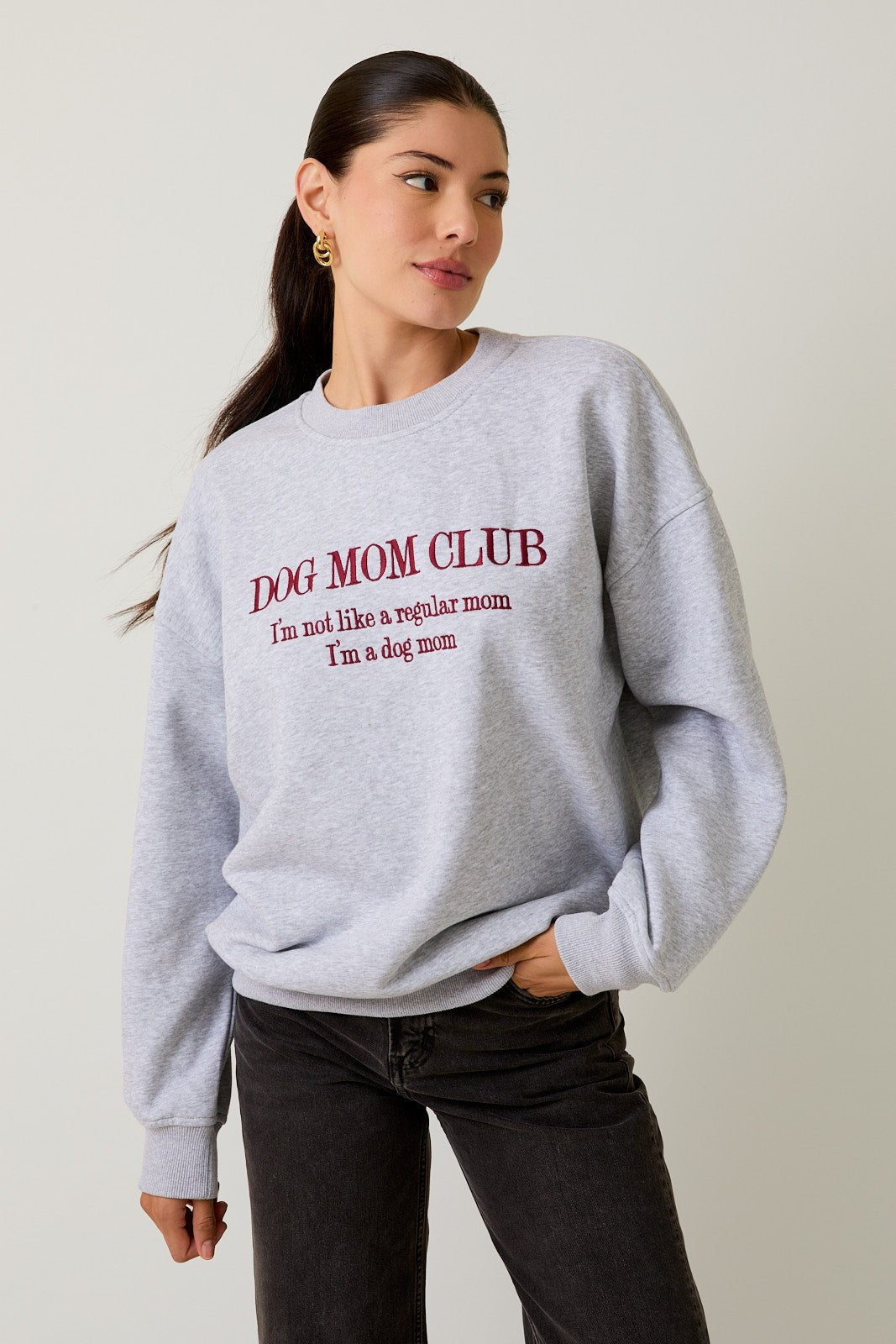 Dog Mom Embroidered Sweatshirt - The Nines