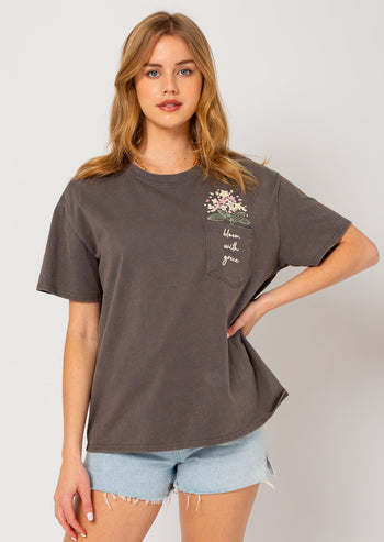 Bloom With Grace Embroidered Pocket Tee