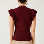 Dark Cherry Ruffle Sweater - The Nines