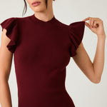 Dark Cherry Ruffle Sweater - The Nines