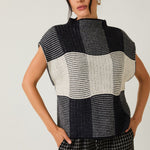 Black & Cream Plaid Sweater Top - The Nines