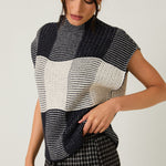 Black & Cream Plaid Sweater Top - The Nines