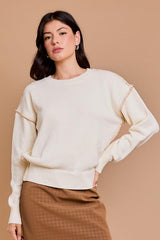 Camel Stitched Cream Sweater