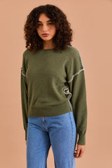 Olive Stitched Sweater - FINAL SALE