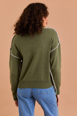 Olive Stitched Sweater - FINAL SALE