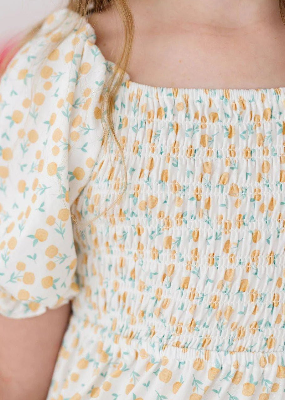 Marvelous Marigolds Smocked Ruffle Dress - The Nines