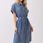 Medium Wash Denim Short Sleeve Dress - The Nines