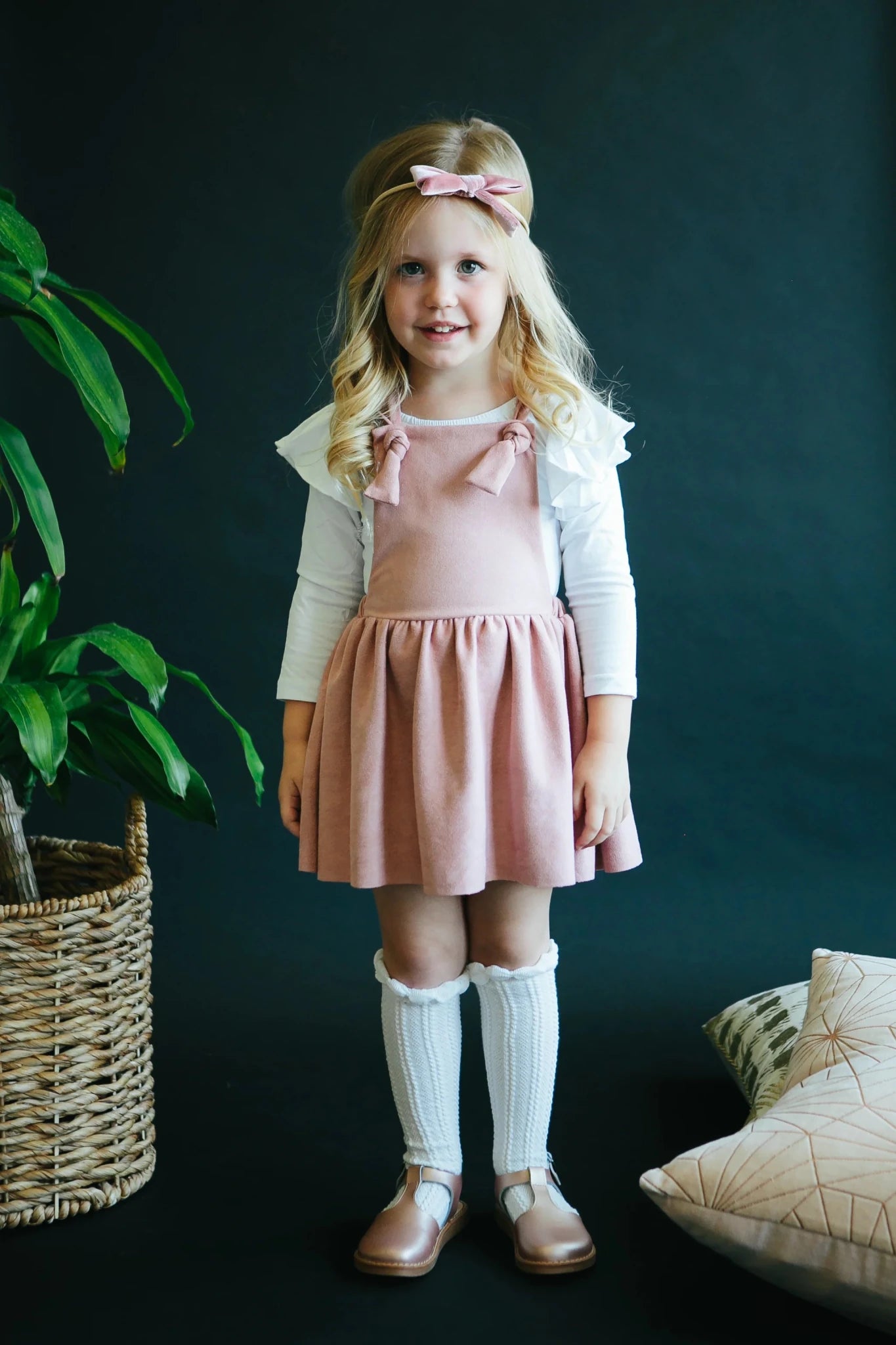 Vintage Pink Faux Suede Pinafore - The Nines