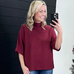 Mock Neck 3/4 Sleeve Sweater Top - The Nines