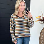 Cute striped crochet sweater for fall!