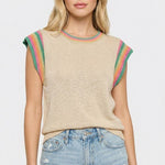 Natural Colorful Sleeve Knit Top - The Nines