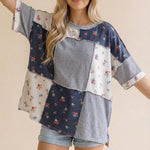 Navy Patchwork Tee - The Nines