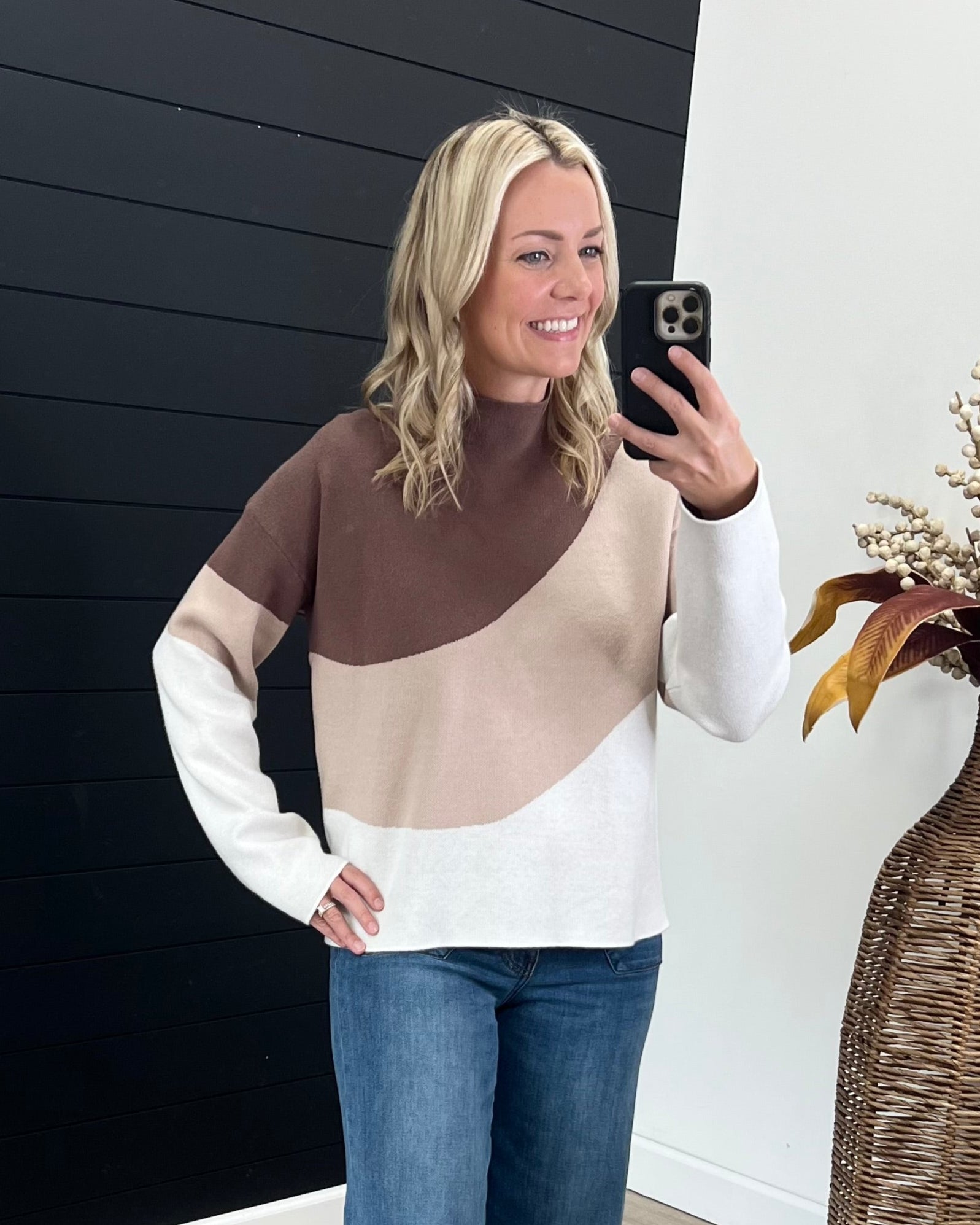 Colorblock Mock Sweater Tops - 2 Colors! - The Nines