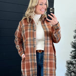 Nora Plaid Long Rust Shacket - FINAL SALE! - The Nines