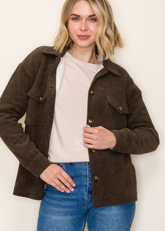 Sherpa Lined Corduroy Shacket - 3 Colors! - The Nines