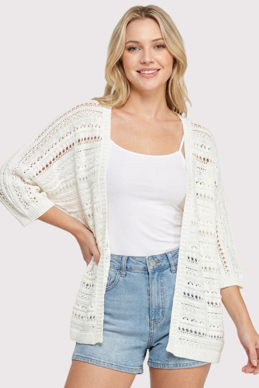 Open Knit Off White Dolman Cardigan - The Nines