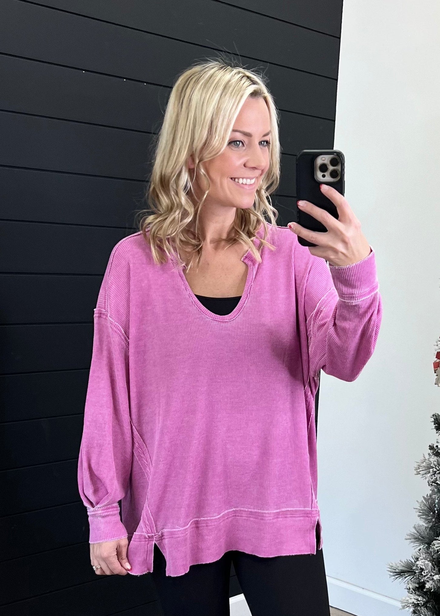 Mono B Oversized Waffle Top - 2 Colors! - The Nines