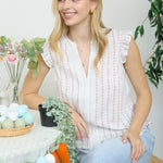 Pink Floral Striped Top - The Nines