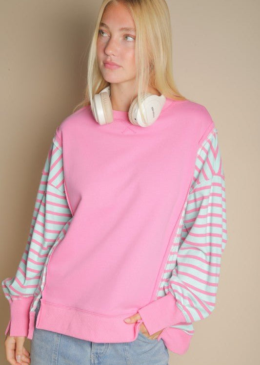 Pink & Mint Oversized Sweatshirt - The Nines