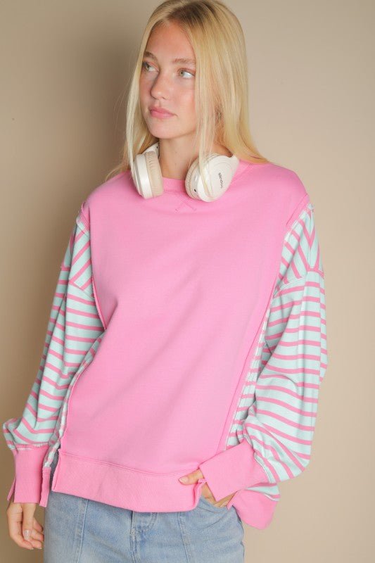 Pink & Mint Oversized Sweatshirt - The Nines